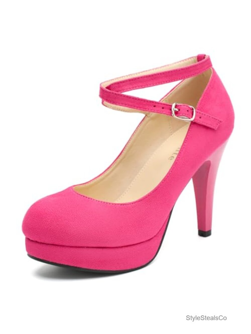 Platform Pumps Ankle Strap High Heel Closed Toe Dress Shoes